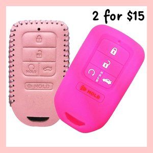 Honda Key Fob Covers: Hot Pink Silicone + Light Pink Leather NEW!